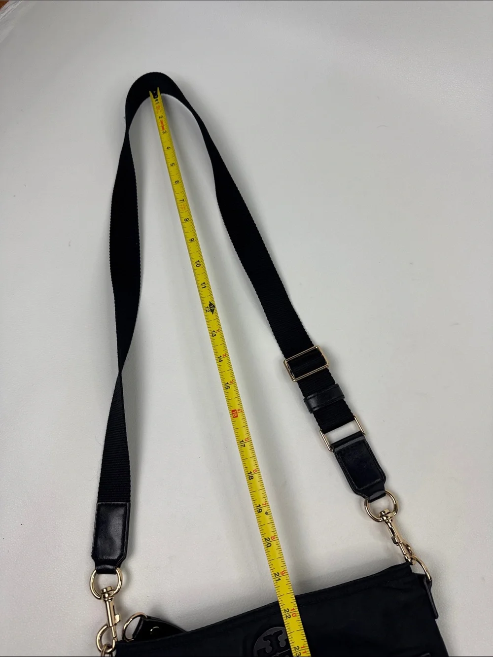 Tory Burch Black Nylon Crossbody Gold Zip Hardware Adjustable strap Designer